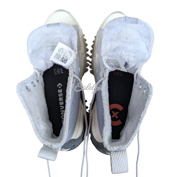 Converse Run Star Motion Gravel Stone Leather Platform Cozy Faux Fur Sneaker 9 - Picture 8 of 10